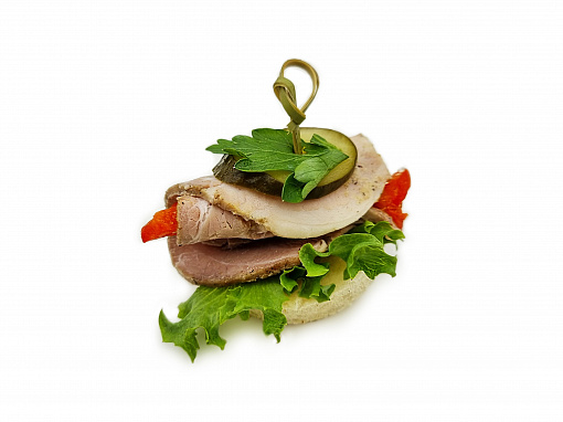 Canape with baked pork, 7 pcs